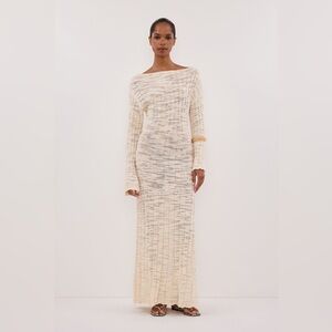 DISSH Cream Knit Maxi Dress. NWT. All Cotton. Left Side Slit. Fits as US8